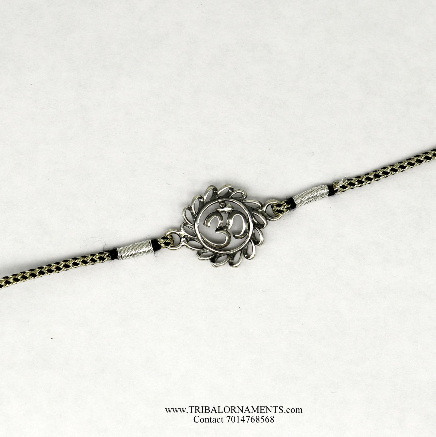 925 sterling silver handmade AUM design Rakhi Bracelet, amazing stylish gift for Rakshabandhan rk71 - TRIBAL ORNAMENTS