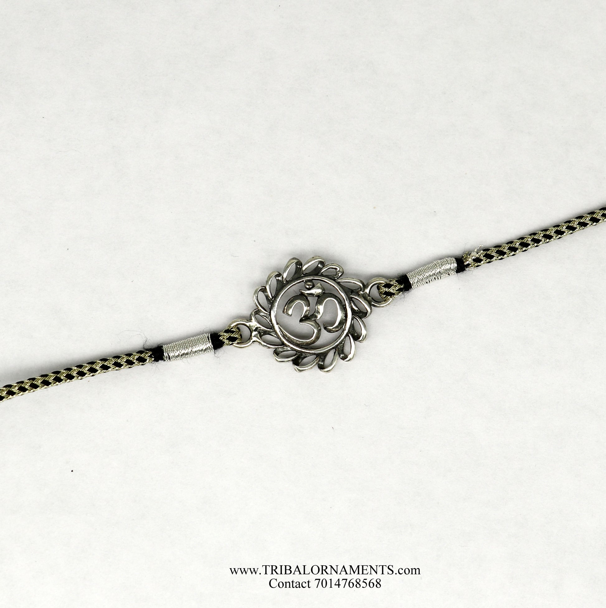 925 sterling silver handmade AUM design Rakhi Bracelet, amazing stylish gift for Rakshabandhan rk71 - TRIBAL ORNAMENTS