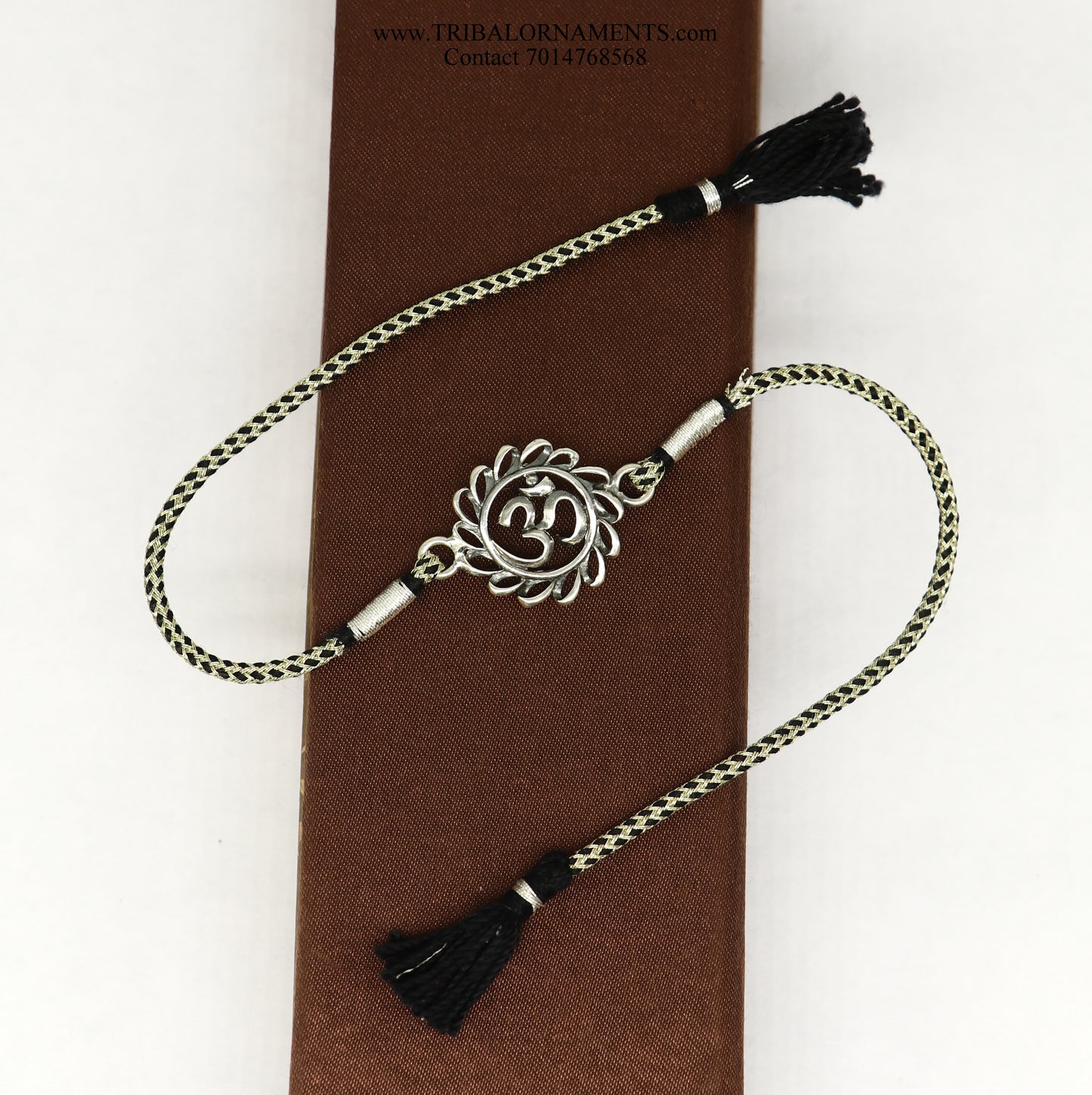 925 sterling silver handmade AUM design Rakhi Bracelet, amazing stylish gift for Rakshabandhan rk71 - TRIBAL ORNAMENTS