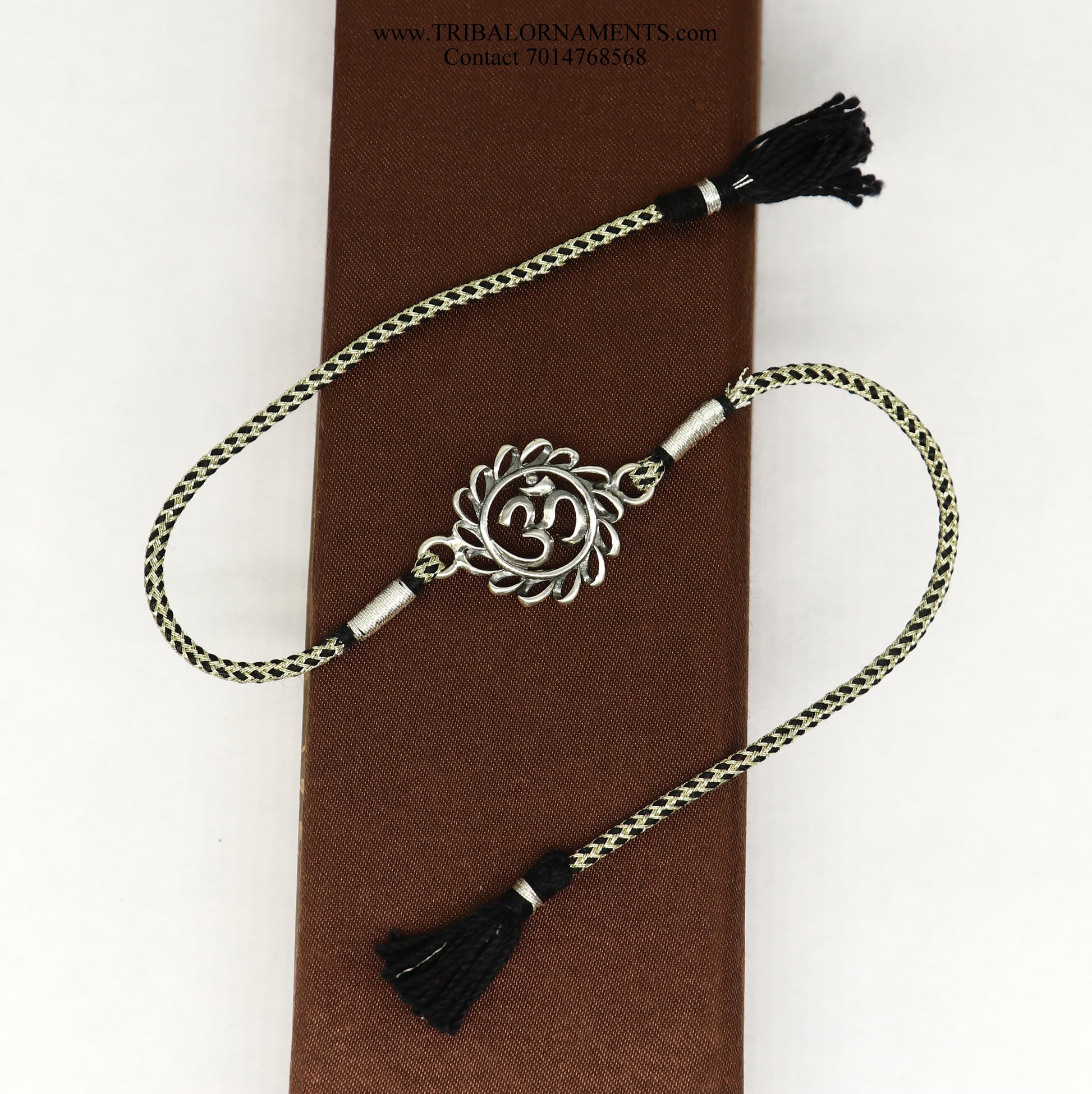925 sterling silver handmade AUM design Rakhi Bracelet, amazing stylish gift for Rakshabandhan rk71 - TRIBAL ORNAMENTS