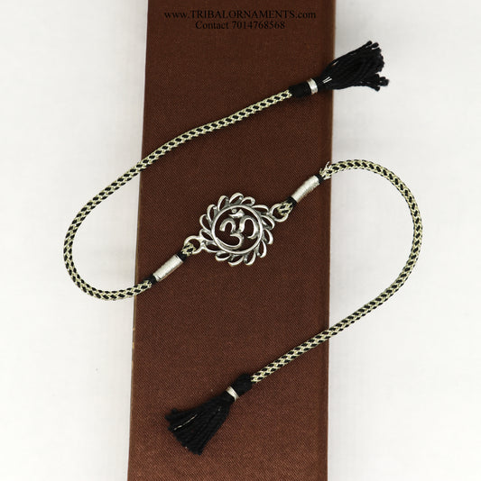 925 sterling silver handmade AUM design Rakhi Bracelet, amazing stylish gift for Rakshabandhan rk71 - TRIBAL ORNAMENTS