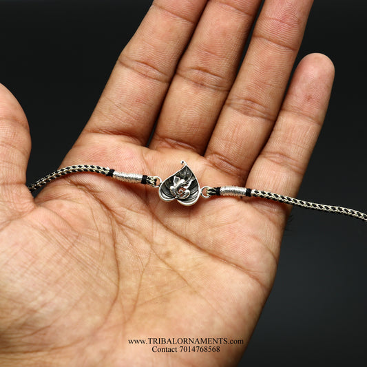 925 sterling silver handmade Ganesha design Rakhi Bracelet, amazing stylish gift for Rakshabandhan rk75 - TRIBAL ORNAMENTS