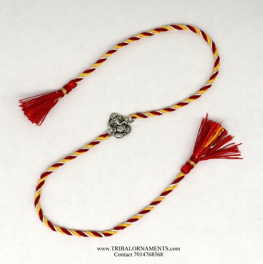 925 sterling silver handmade Ganesha design Rakhi Bracelet, amazing stylish gift for Rakshabandhan rk78 - TRIBAL ORNAMENTS