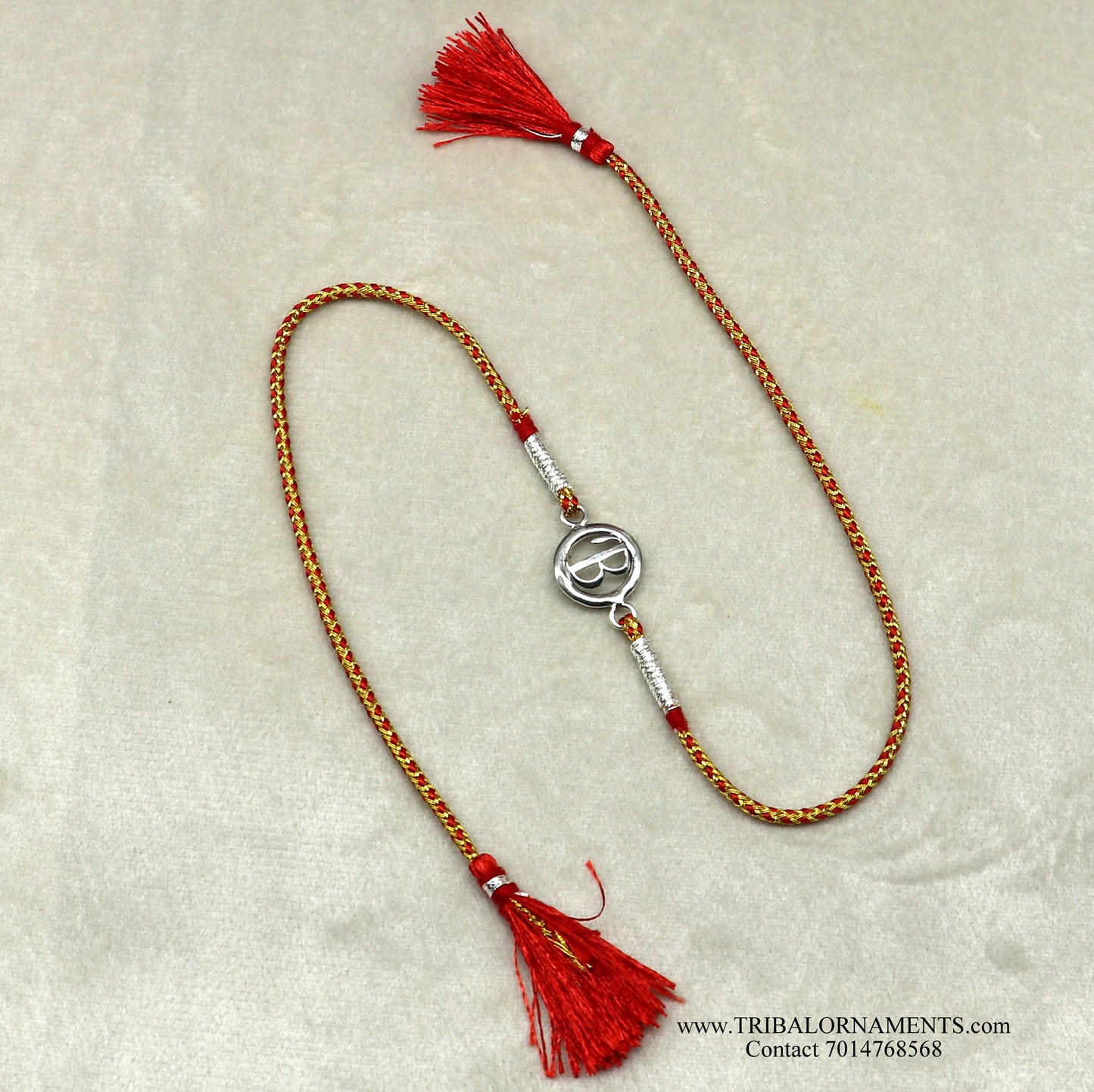 925 sterling silver handmade B letter design Rakhi Bracelet, amazing stylish gift for Rakshabandhan rk83 - TRIBAL ORNAMENTS