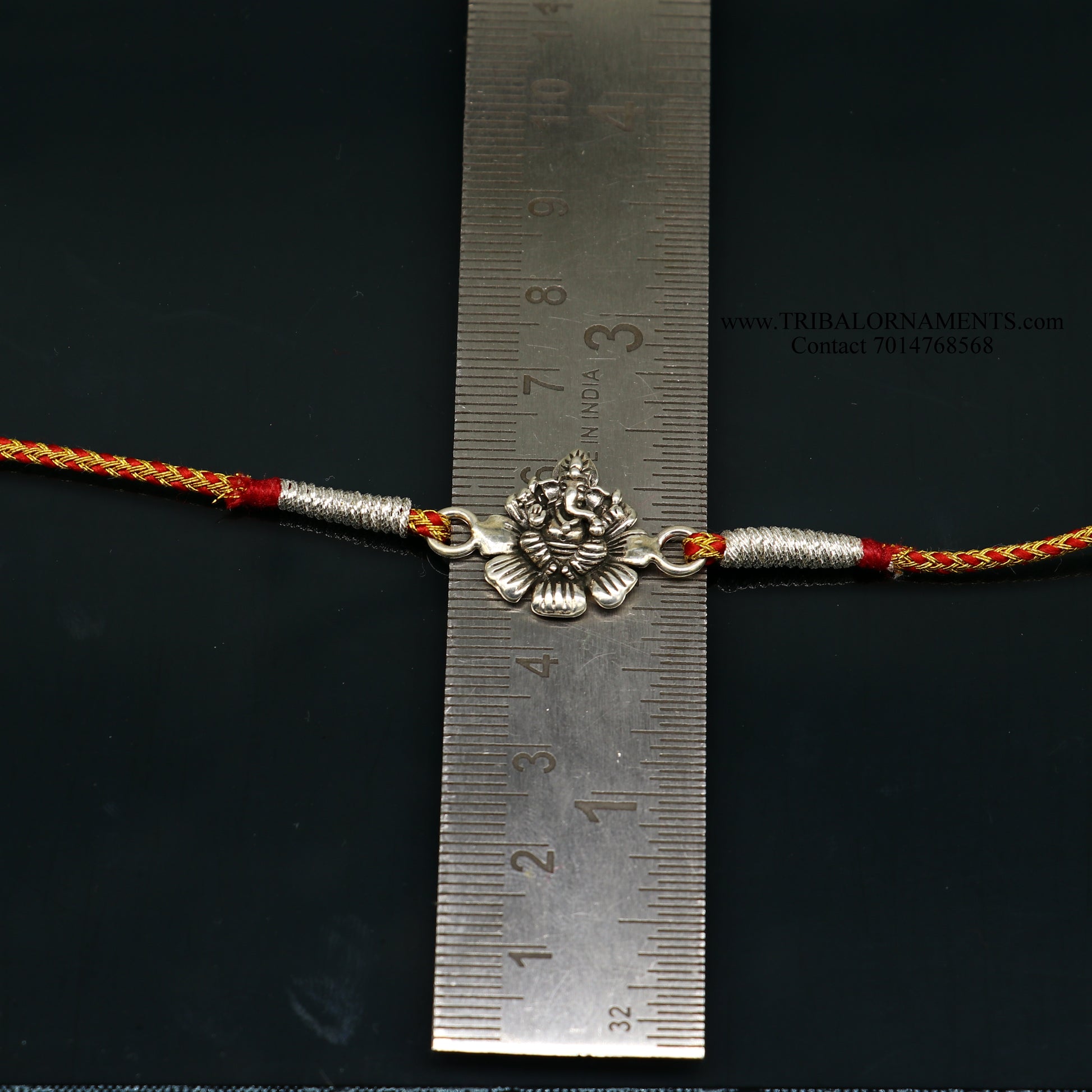 925 sterling silver handmade Ganesha design Rakhi Bracelet, amazing stylish gift for Rakshabandhan rk93 - TRIBAL ORNAMENTS