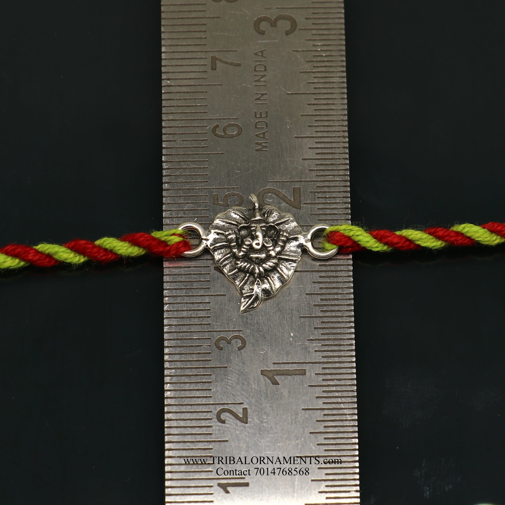 925 sterling silver handmade Ganesha design Rakhi Bracelet, amazing stylish gift for Rakshabandhan rk95 - TRIBAL ORNAMENTS
