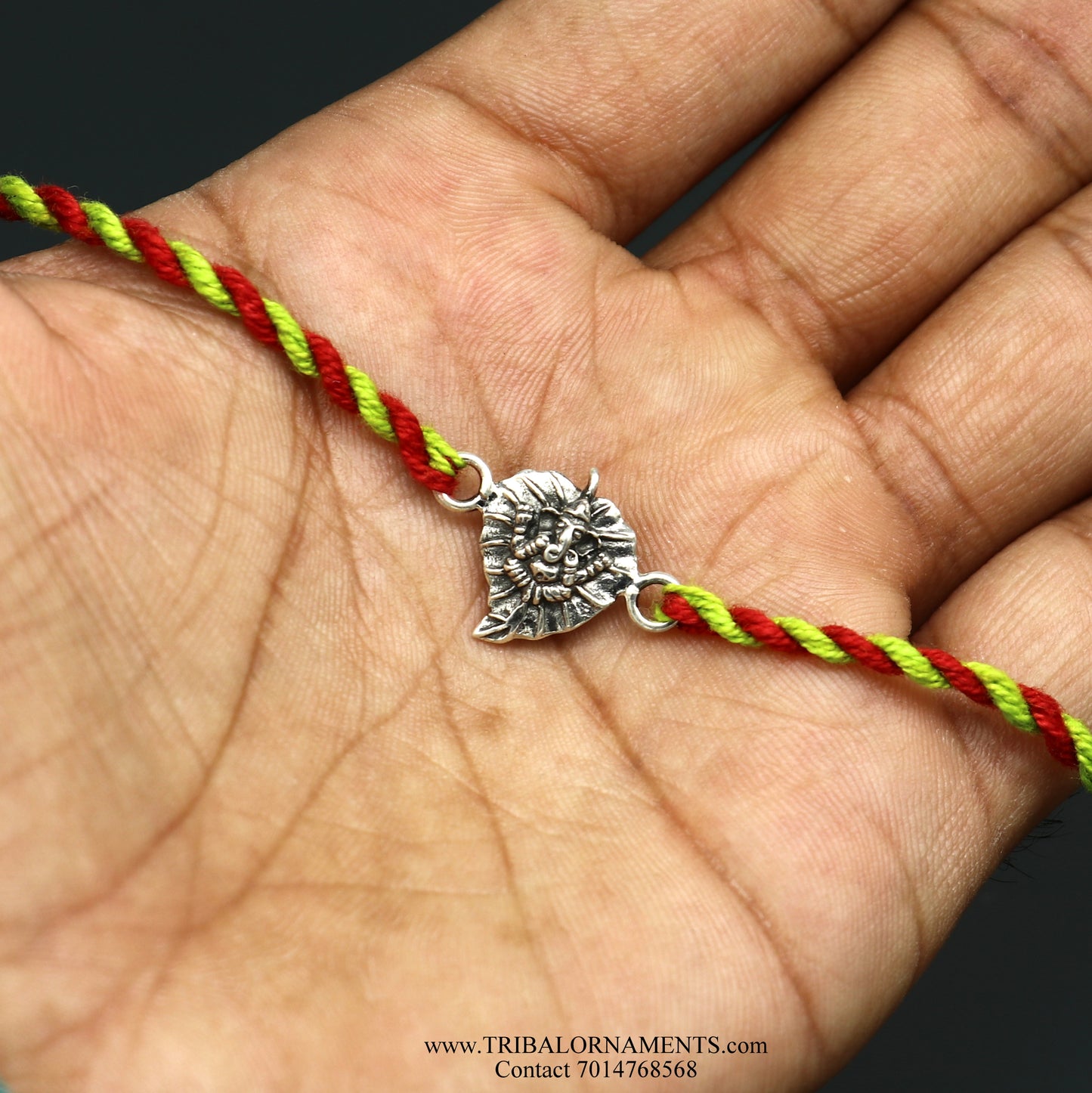 925 sterling silver handmade Ganesha design Rakhi Bracelet, amazing stylish gift for Rakshabandhan rk95 - TRIBAL ORNAMENTS