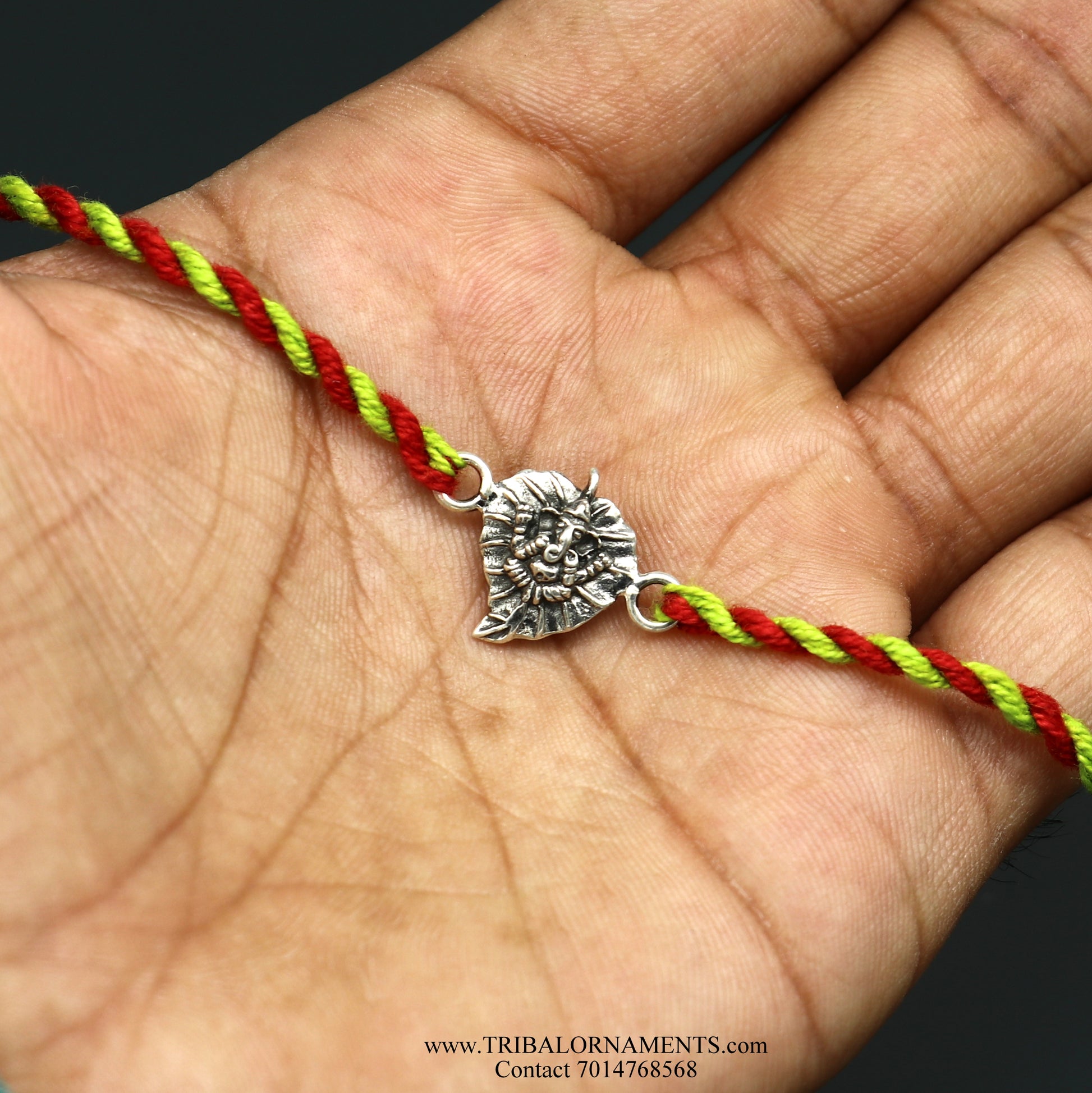925 sterling silver handmade Ganesha design Rakhi Bracelet, amazing stylish gift for Rakshabandhan rk95 - TRIBAL ORNAMENTS