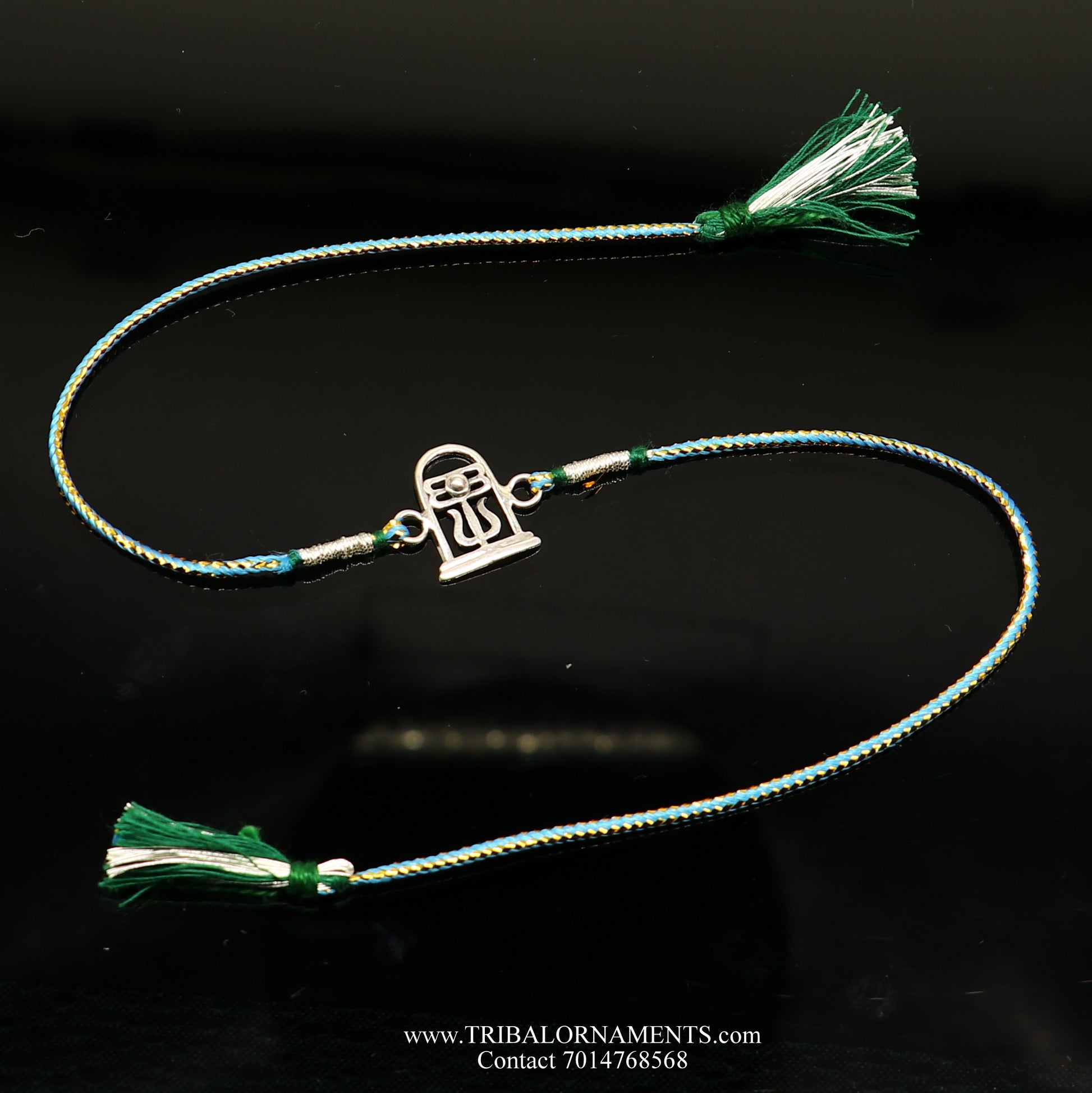 925 sterling silver handmade beautiful shivling/trishul design Rakhi Bracelet, amazing stylish gift for Rakshabandhan rk101 - TRIBAL ORNAMENTS