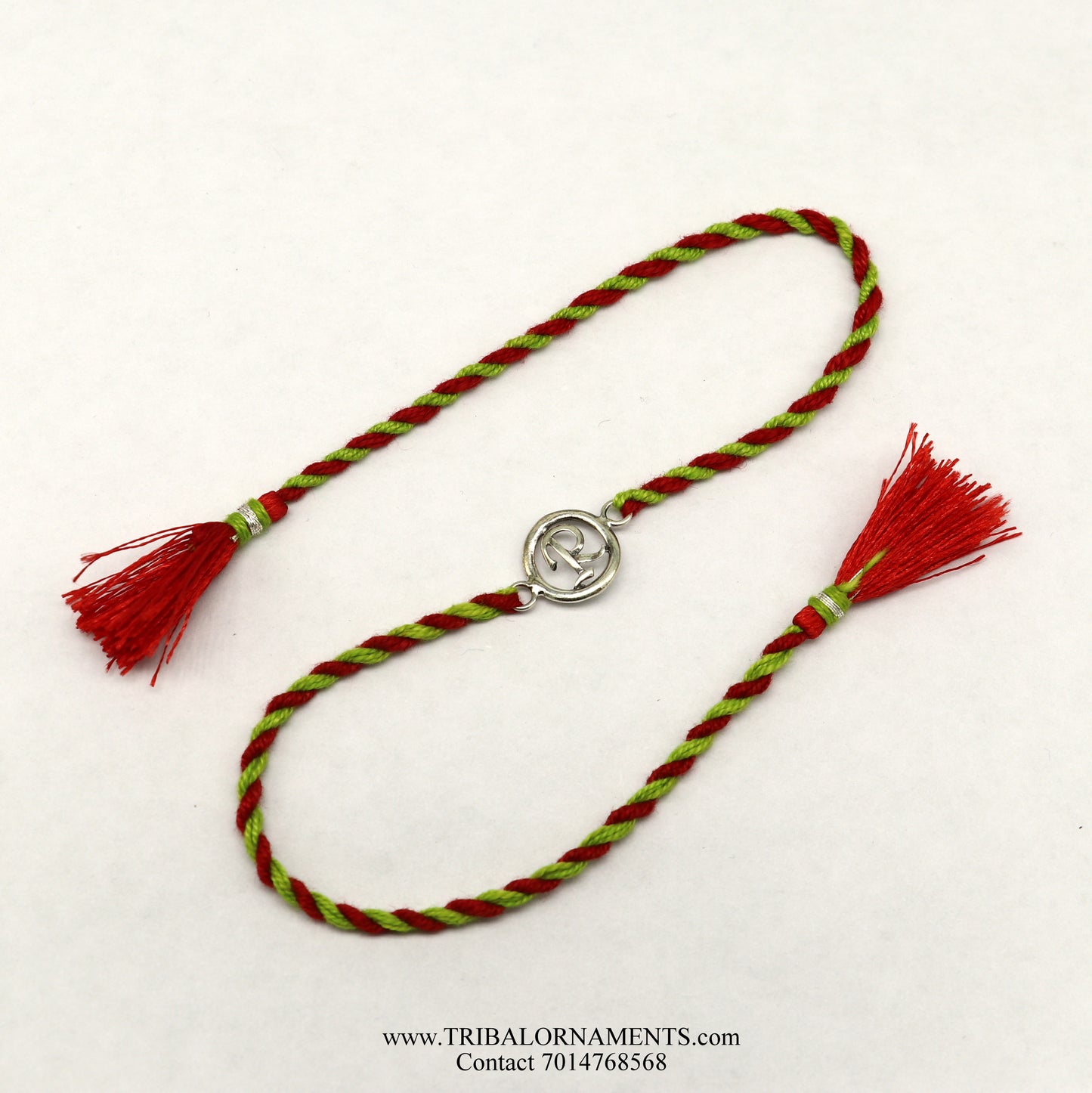 925 sterling silver handmade beautiful R letter design Rakhi Bracelet, amazing stylish gift for Rakshabandhan rk100 - TRIBAL ORNAMENTS