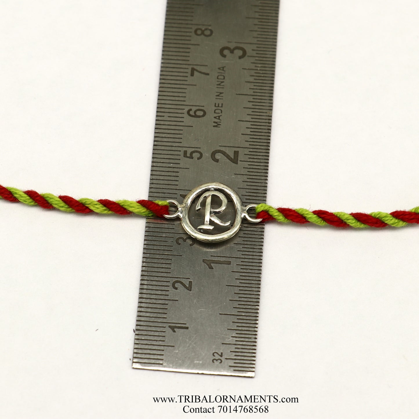 925 sterling silver handmade beautiful R letter design Rakhi Bracelet, amazing stylish gift for Rakshabandhan rk100 - TRIBAL ORNAMENTS