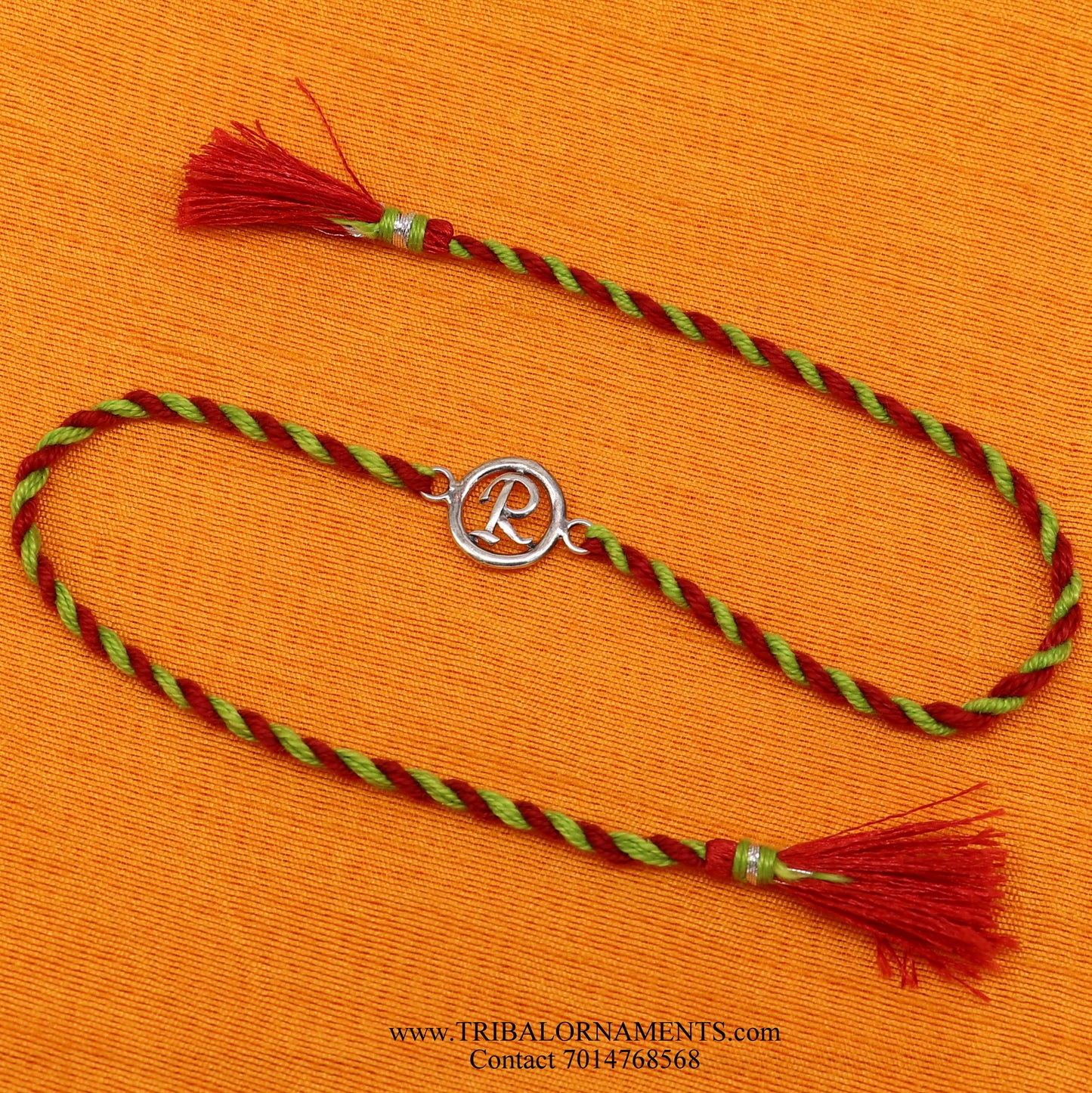 925 sterling silver handmade beautiful R letter design Rakhi Bracelet, amazing stylish gift for Rakshabandhan rk100 - TRIBAL ORNAMENTS