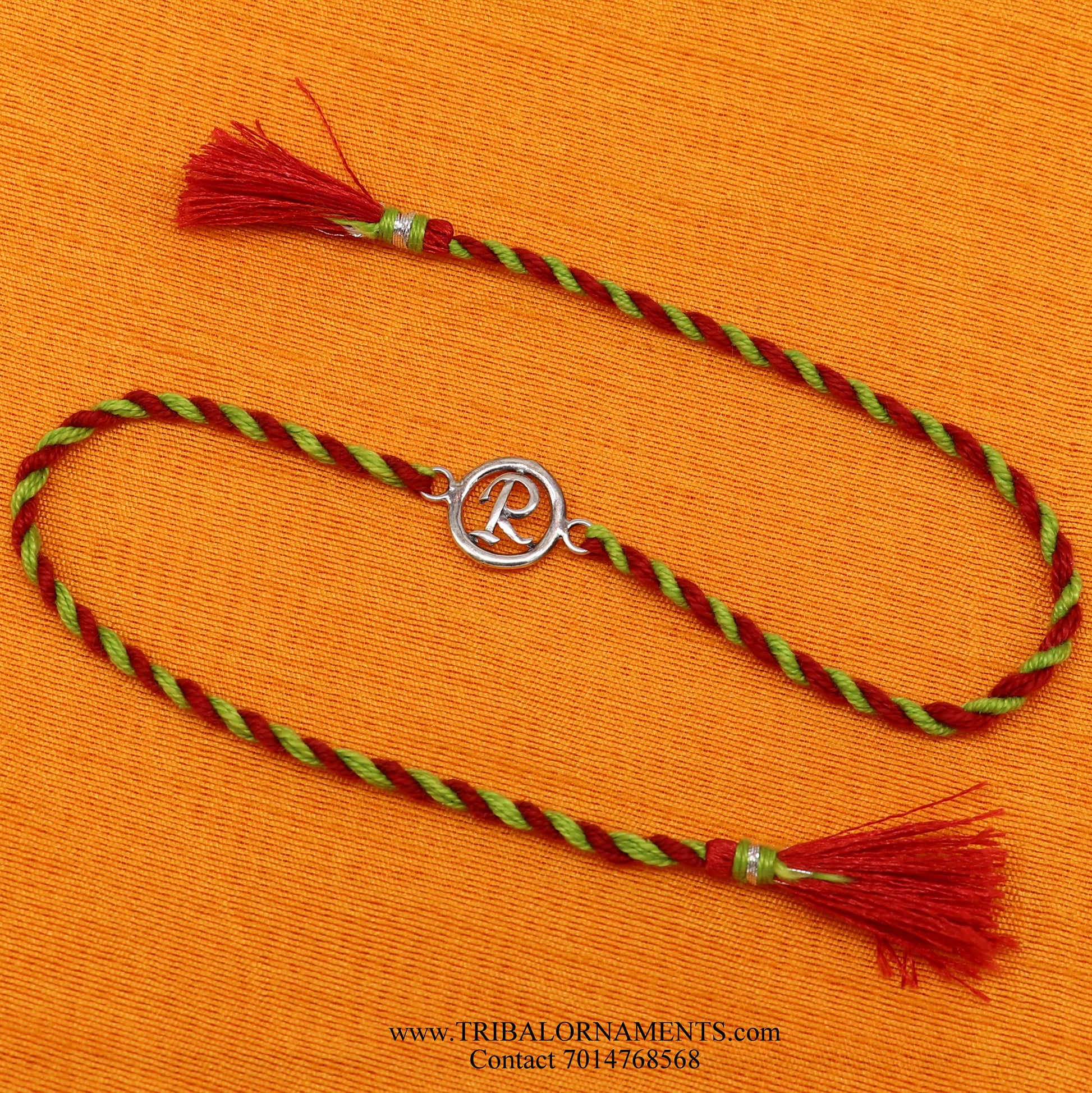 925 sterling silver handmade beautiful  R letter design Rakhi Bracelet, amazing stylish gift for Rakshabandhan rk100 - TRIBAL ORNAMENTS