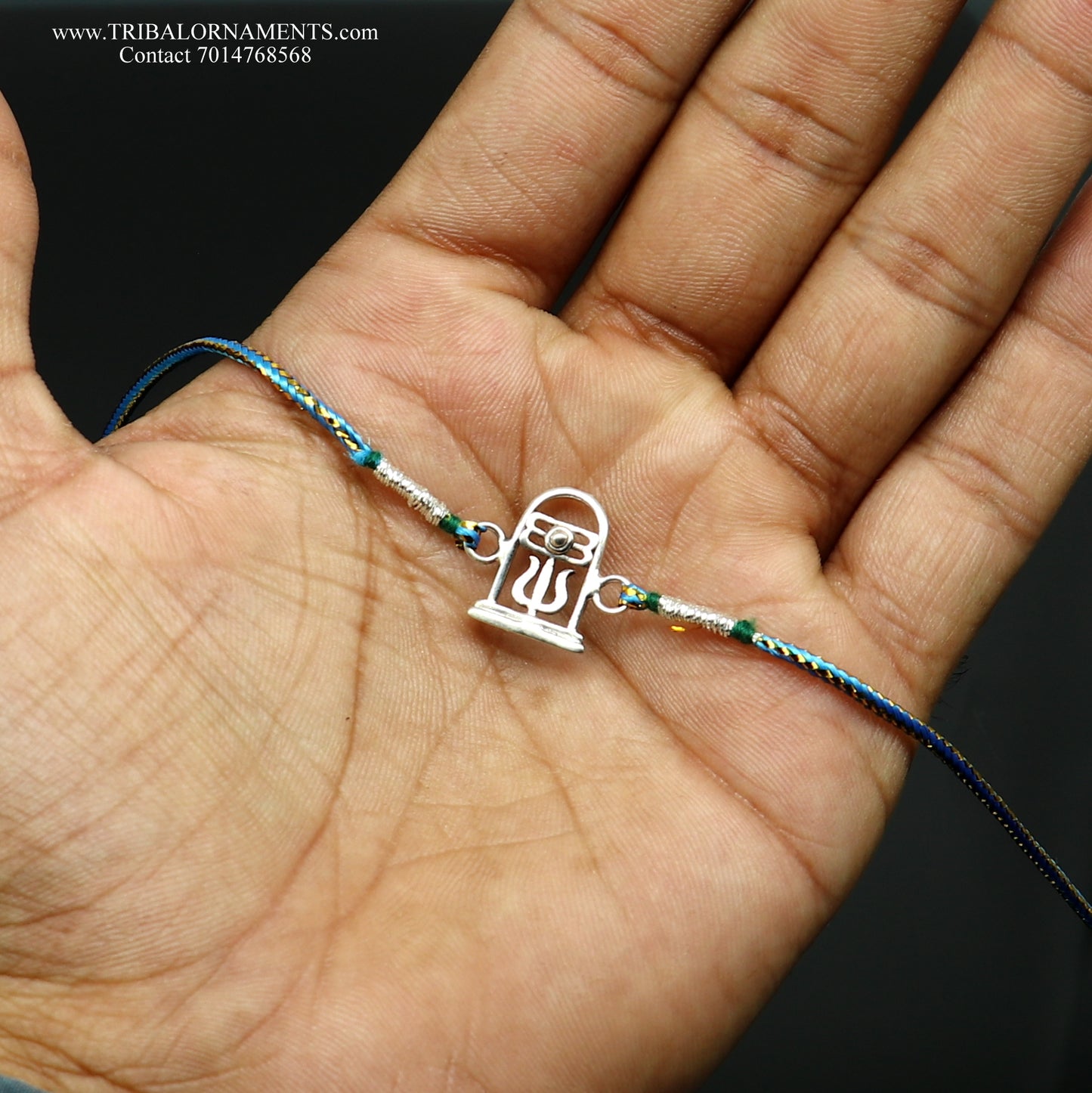 925 sterling silver handmade beautiful shivling/trishul design Rakhi Bracelet, amazing stylish gift for Rakshabandhan rk101 - TRIBAL ORNAMENTS