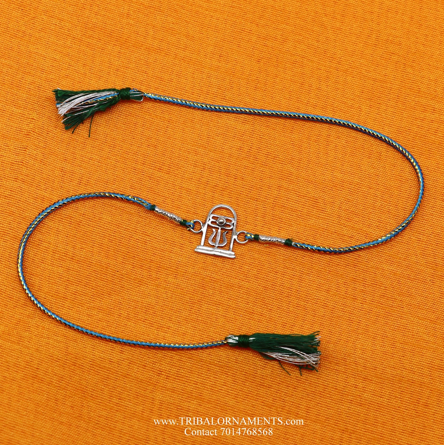 925 sterling silver handmade beautiful shivling/trishul design Rakhi Bracelet, amazing stylish gift for Rakshabandhan rk101 - TRIBAL ORNAMENTS
