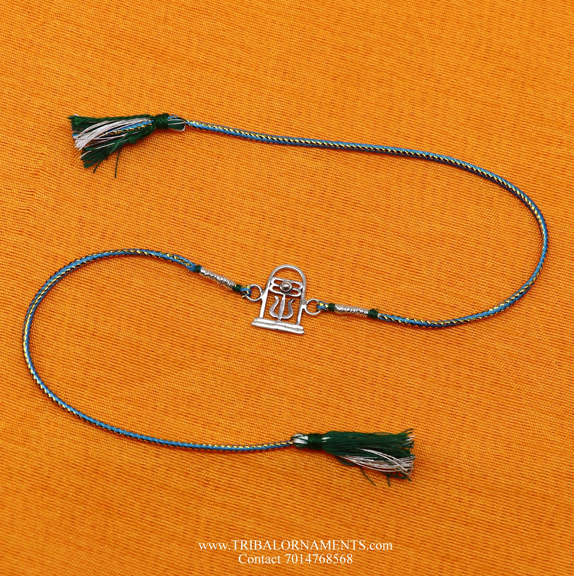 925 sterling silver handmade beautiful shivling/trishul design Rakhi Bracelet, amazing stylish gift for Rakshabandhan rk101 - TRIBAL ORNAMENTS