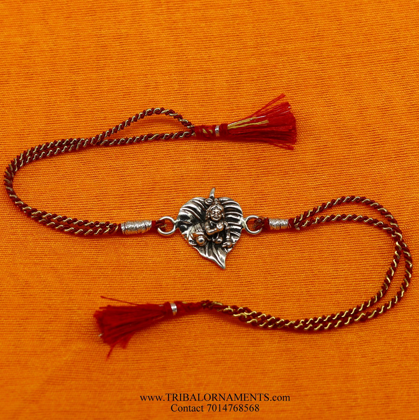 925 sterling silver handmade KRISHNA design Rakhi Bracelet, amazing stylish gift for Rakshabandhan rk133 - TRIBAL ORNAMENTS