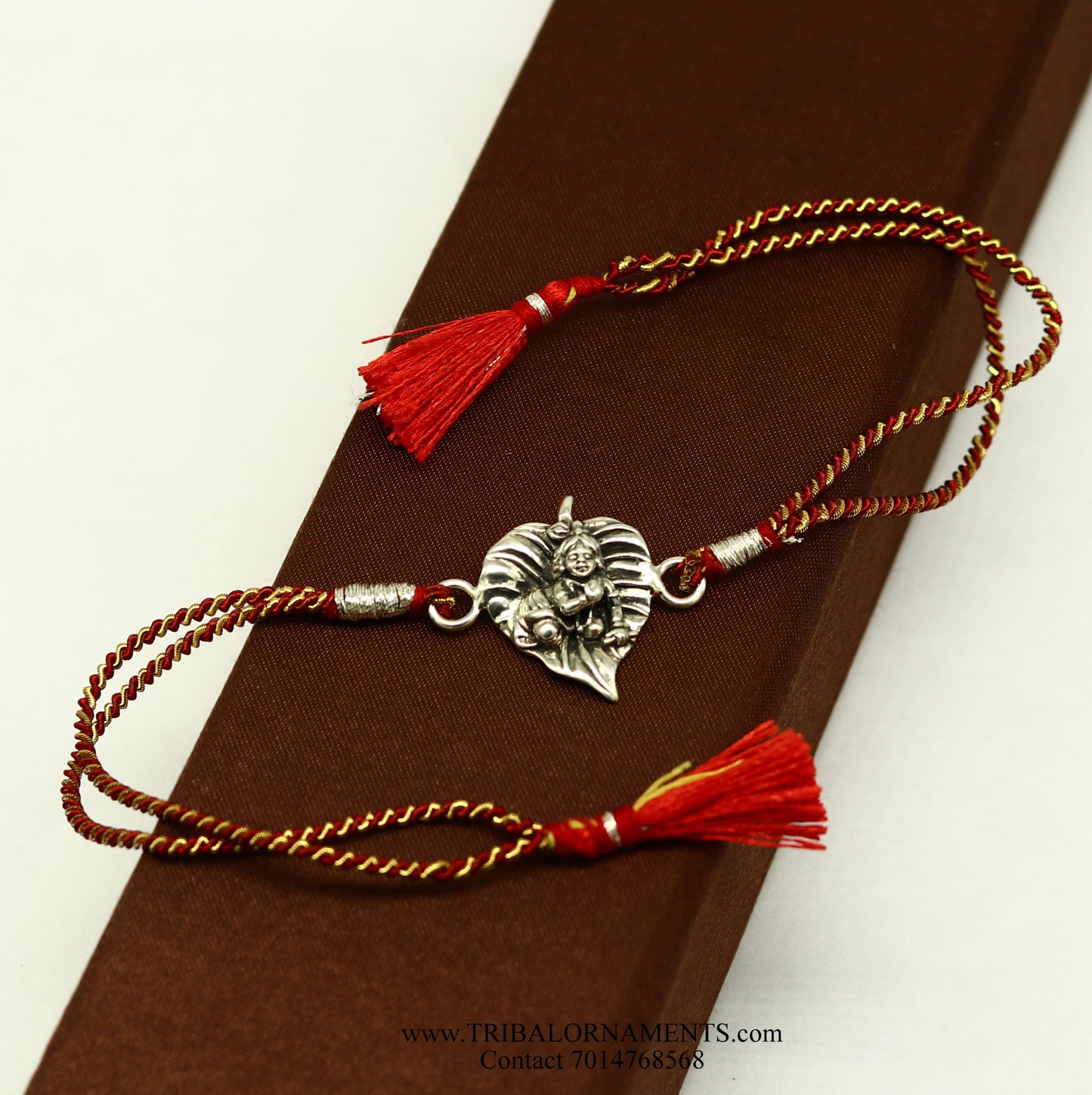 925 sterling silver handmade KRISHNA design Rakhi Bracelet, amazing stylish gift for Rakshabandhan rk133 - TRIBAL ORNAMENTS
