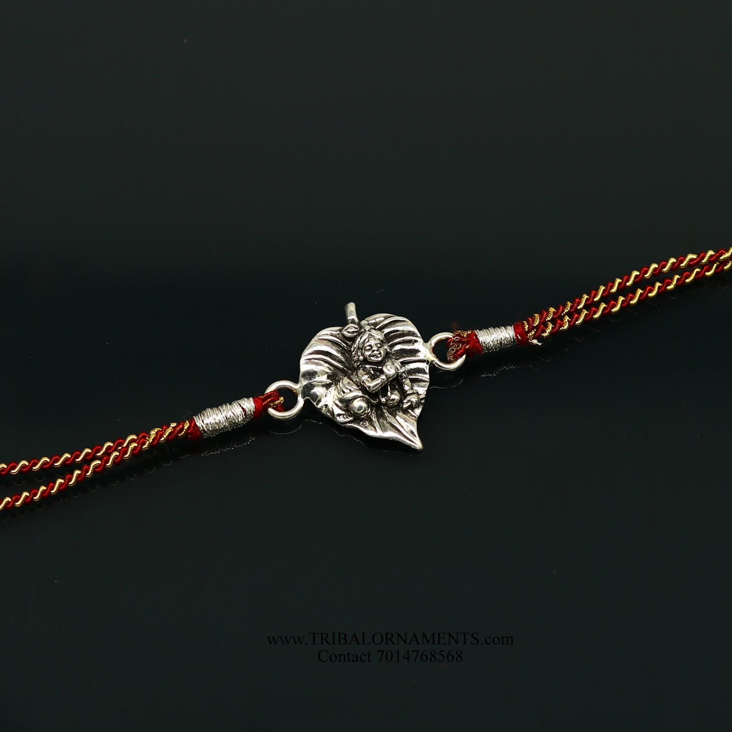 925 sterling silver handmade KRISHNA design Rakhi Bracelet, amazing stylish gift for Rakshabandhan rk133 - TRIBAL ORNAMENTS
