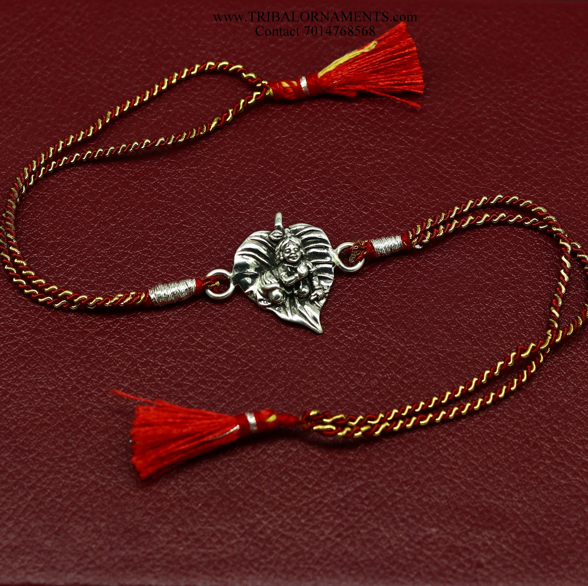 925 sterling silver handmade KRISHNA design Rakhi Bracelet, amazing stylish gift for Rakshabandhan rk133 - TRIBAL ORNAMENTS