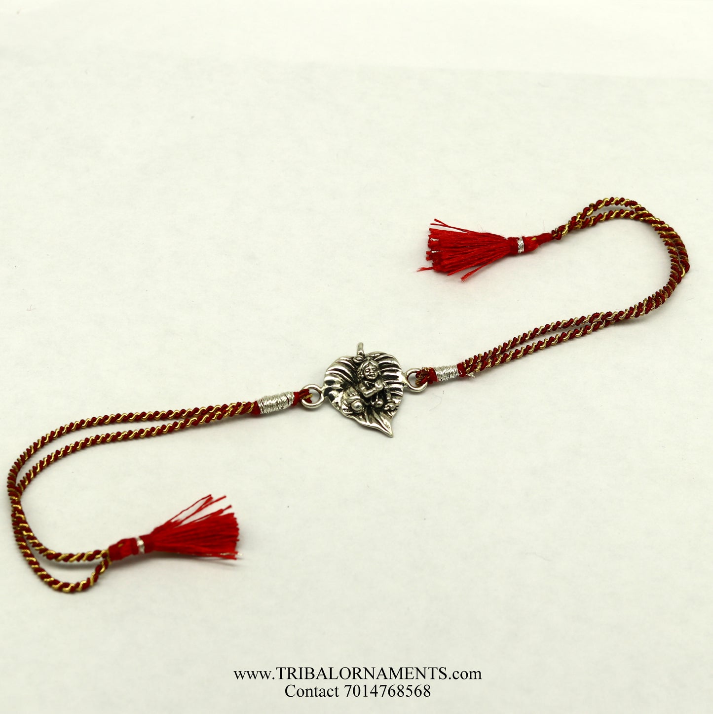 925 sterling silver handmade KRISHNA design Rakhi Bracelet, amazing stylish gift for Rakshabandhan rk133 - TRIBAL ORNAMENTS