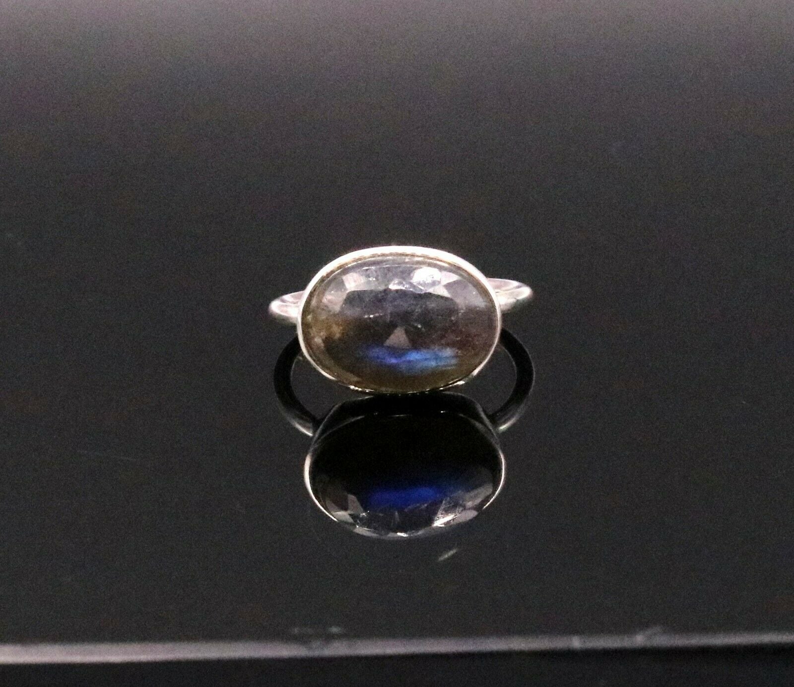 EXCELLENT BLUE FIRE LABRADORITE STONE 925 SOLID SILVER RING UNISEX BAND sr152 - TRIBAL ORNAMENTS