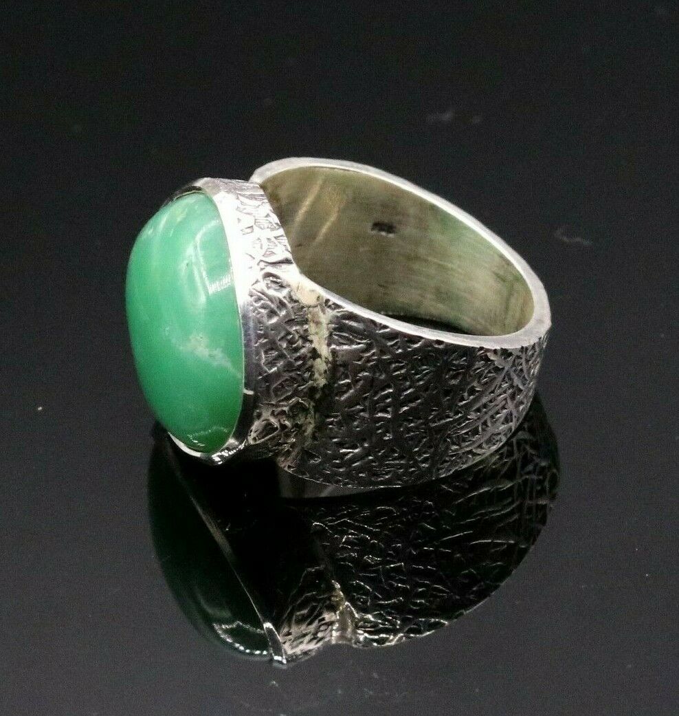 GREEN ONYX STONE CLASSIC 925 SOLID SILVER UNISEX RING BAND INDIA JEWELRY sr89 - TRIBAL ORNAMENTS