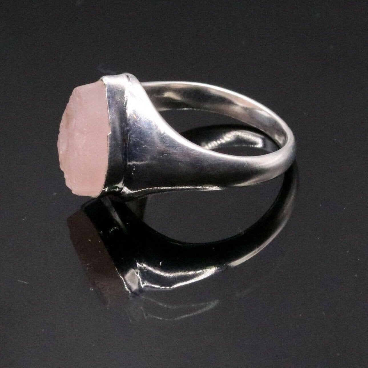 PINK ROSE QUARTZ FABULOUS 925 STERLING SILVER HANDMADE TILAK SHAPE RING sr101 - TRIBAL ORNAMENTS