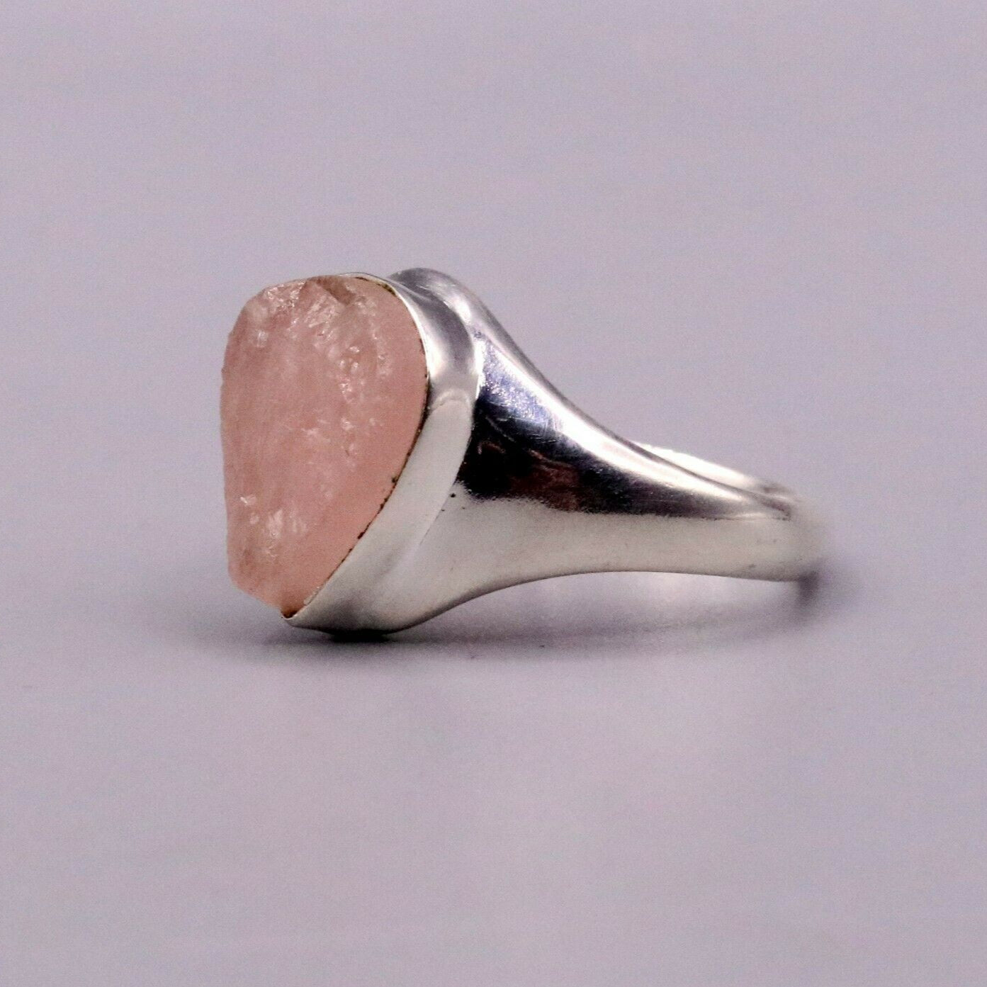 PINK ROSE QUARTZ FABULOUS 925 STERLING SILVER HANDMADE TILAK SHAPE RING sr101 - TRIBAL ORNAMENTS