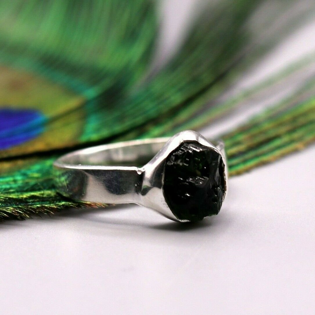 ROUGH UNSHAPED UNCUT STONE SOLID 925 SILVER INDIAN RING BAND GIFT JEWELRY sr159 - TRIBAL ORNAMENTS