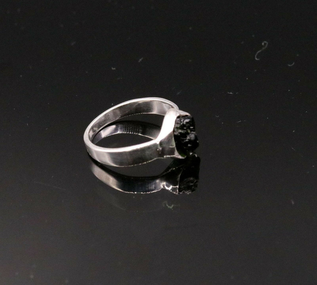 ROUGH UNSHAPED UNCUT STONE SOLID 925 SILVER INDIAN RING BAND GIFT JEWELRY sr159 - TRIBAL ORNAMENTS