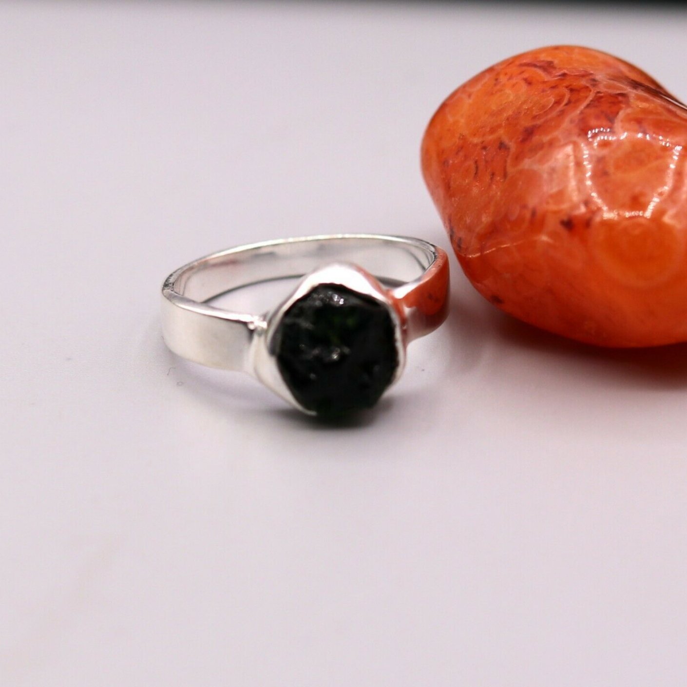 ROUGH UNSHAPED UNCUT STONE SOLID 925 SILVER INDIAN RING BAND GIFT JEWELRY sr159 - TRIBAL ORNAMENTS