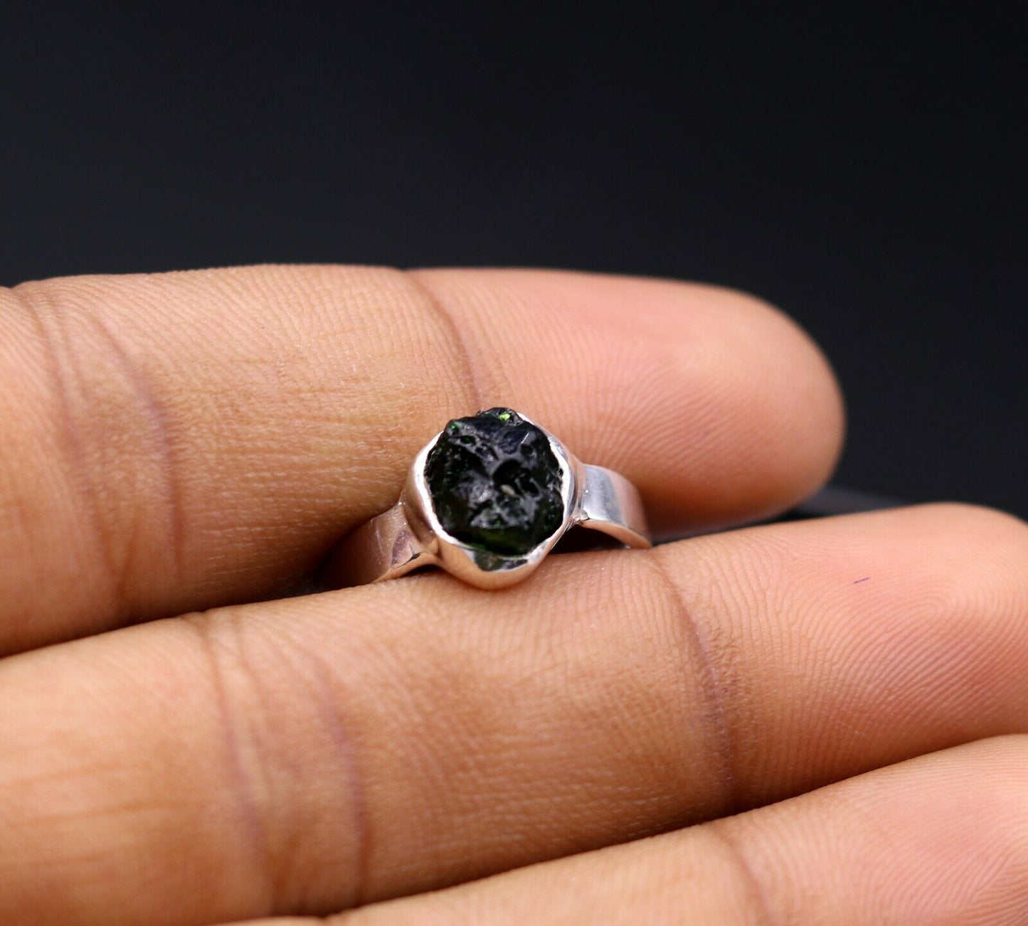 ROUGH UNSHAPED UNCUT STONE SOLID 925 SILVER INDIAN RING BAND GIFT JEWELRY sr159 - TRIBAL ORNAMENTS
