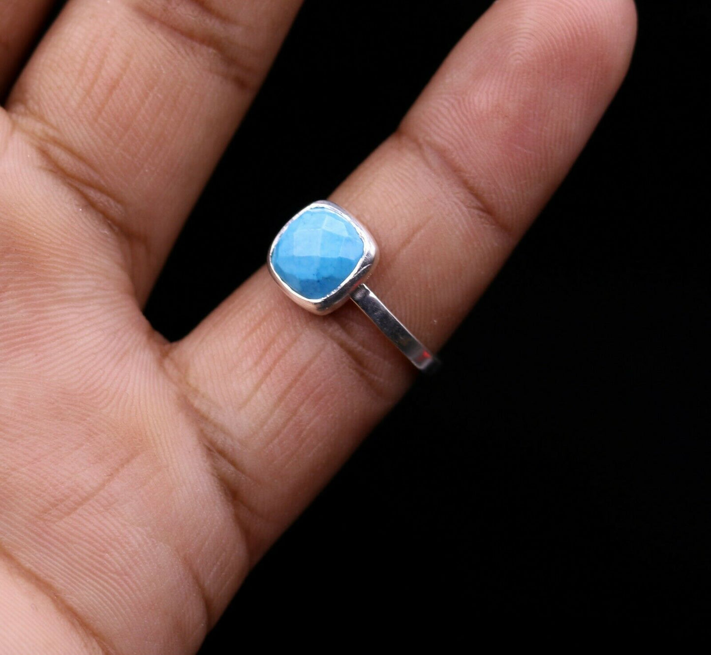 BLUE TURQUOISE STONE 925 SOLID SILVER UNISEX RING BAND GORGEOUS JEWELRY sr90 - TRIBAL ORNAMENTS