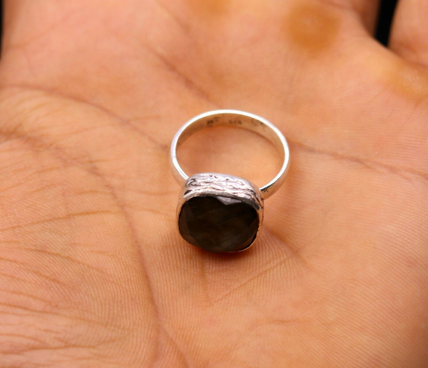 925 STERLING SOLID SILVER LABRADORITE FABULOUS STONE RING BAND UNISEX sr119 - TRIBAL ORNAMENTS