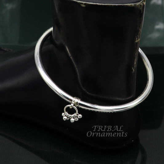 925 sterling silver handmade plain shiny design gorgeous customized foot bracelet, ankle kada excellent hanging drops belly dance sak13 - TRIBAL ORNAMENTS