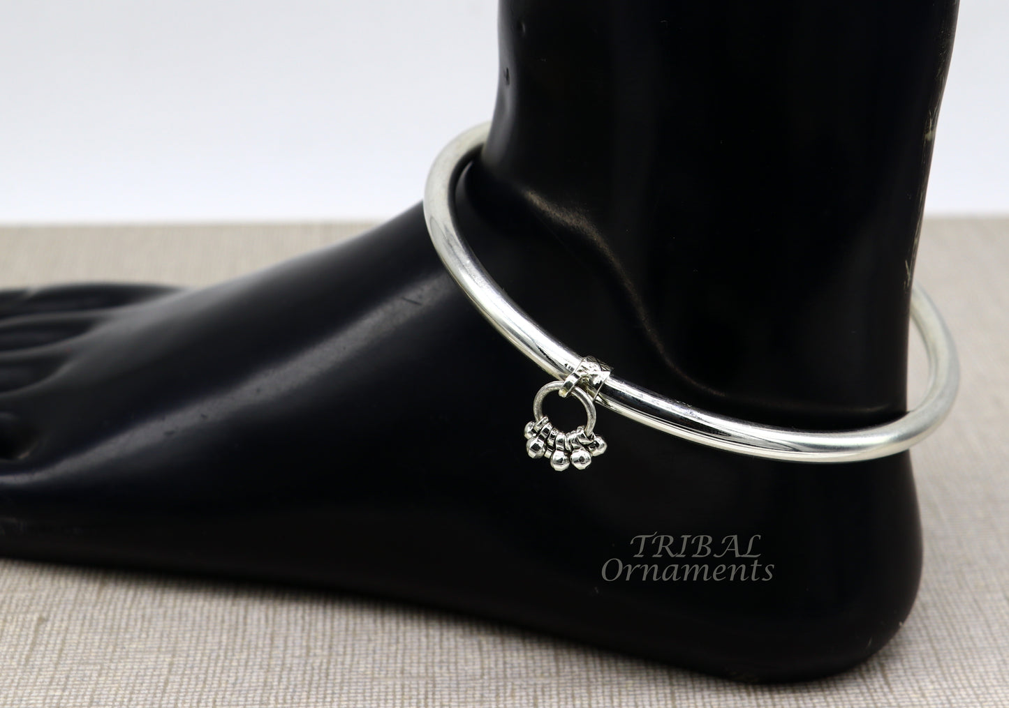925 sterling silver handmade plain shiny design gorgeous customized foot bracelet, ankle kada excellent hanging drops belly dance sak13 - TRIBAL ORNAMENTS