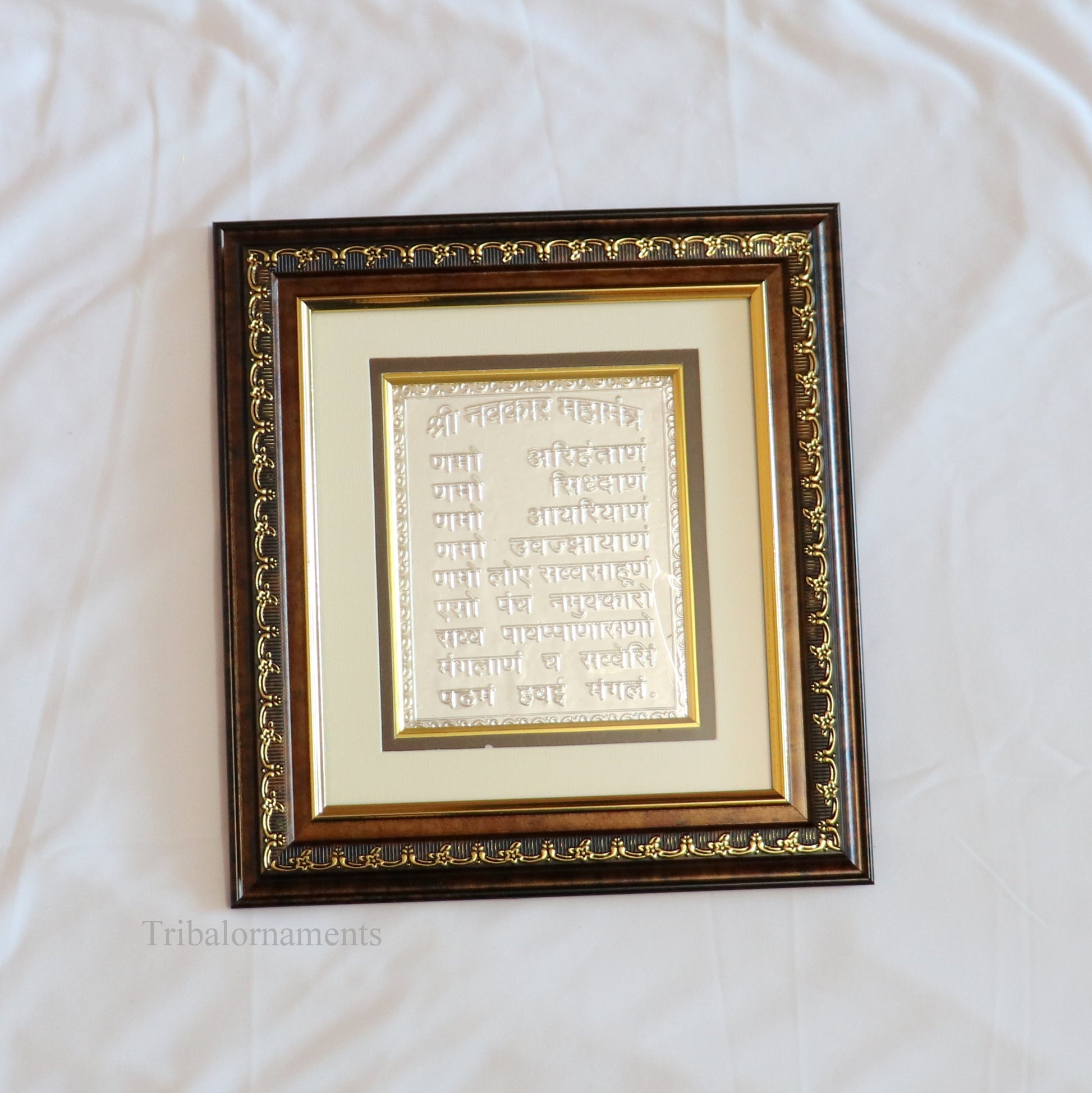 925 sterling silver Shri Navakar Mahamantra, jain mantra, omkar mantra, photo frame, wall hanging decor picture frame best gifting articles sf07 - TRIBAL ORNAMENTS