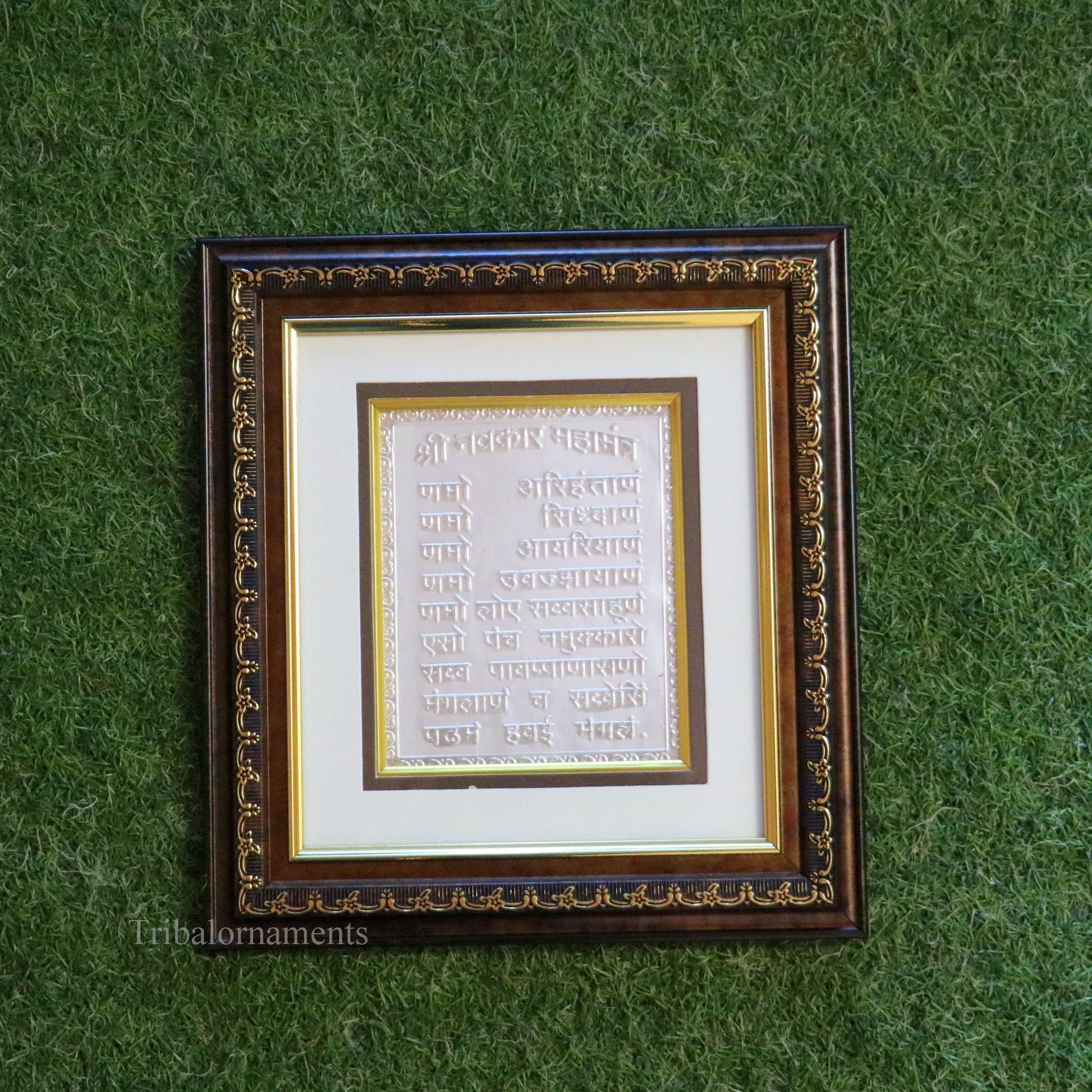 925 sterling silver Shri Navakar Mahamantra, jain mantra, omkar mantra, photo frame, wall hanging decor picture frame best gifting articles sf07 - TRIBAL ORNAMENTS
