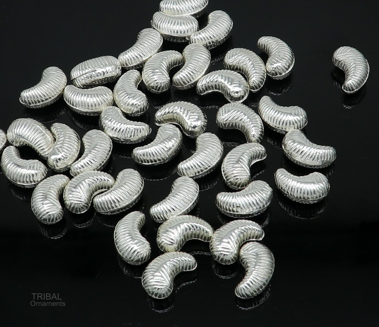 Lot 5 pieces Sterling silver handmade silver dry fruit, silver cashew kaju nut for puja, best gift for idols God, best puja article su438 - TRIBAL ORNAMENTS