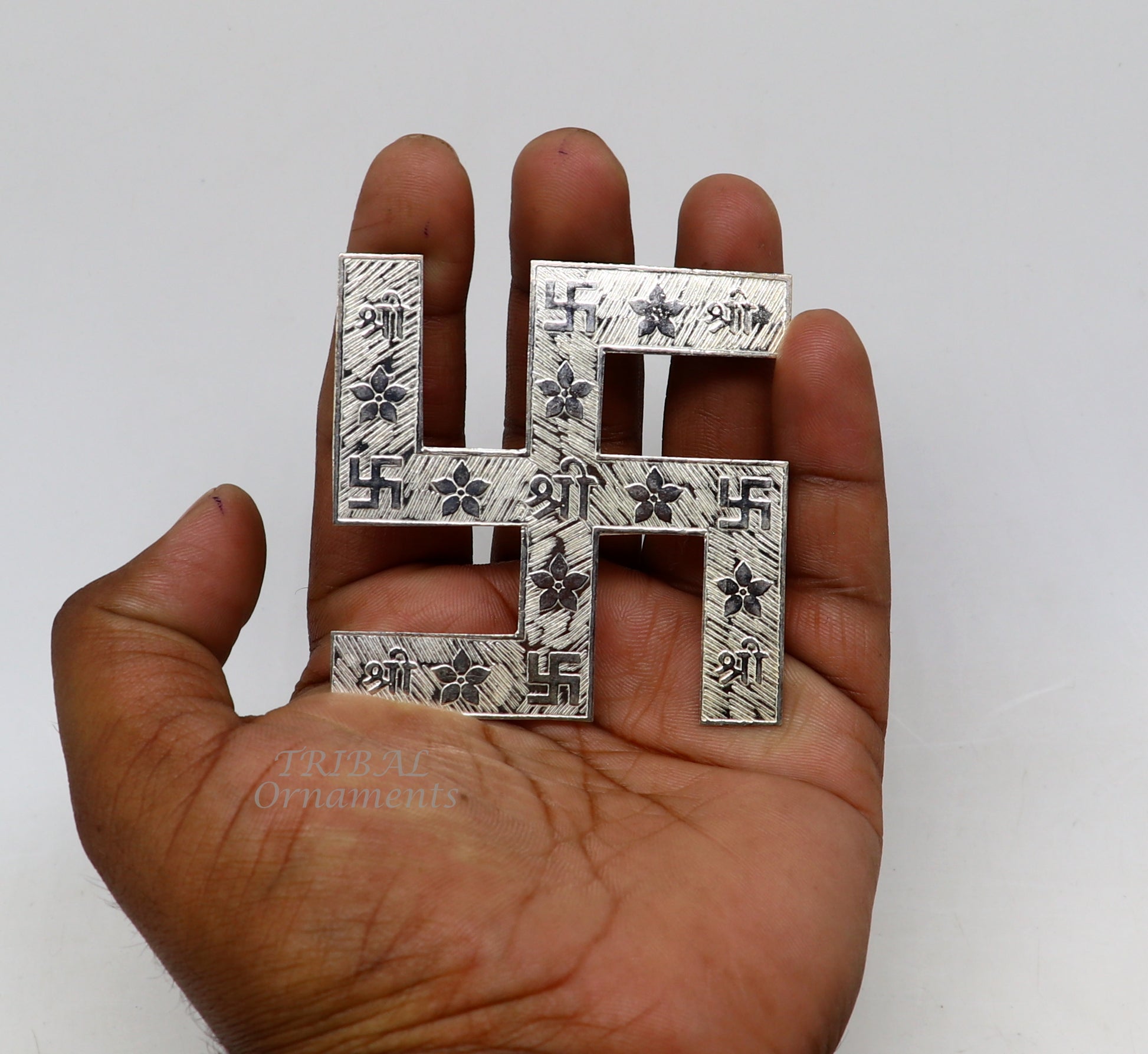 2.5 inches 925 sterling silver handmade swastika amazing divine holy swastik for your home and temple su893 - TRIBAL ORNAMENTS