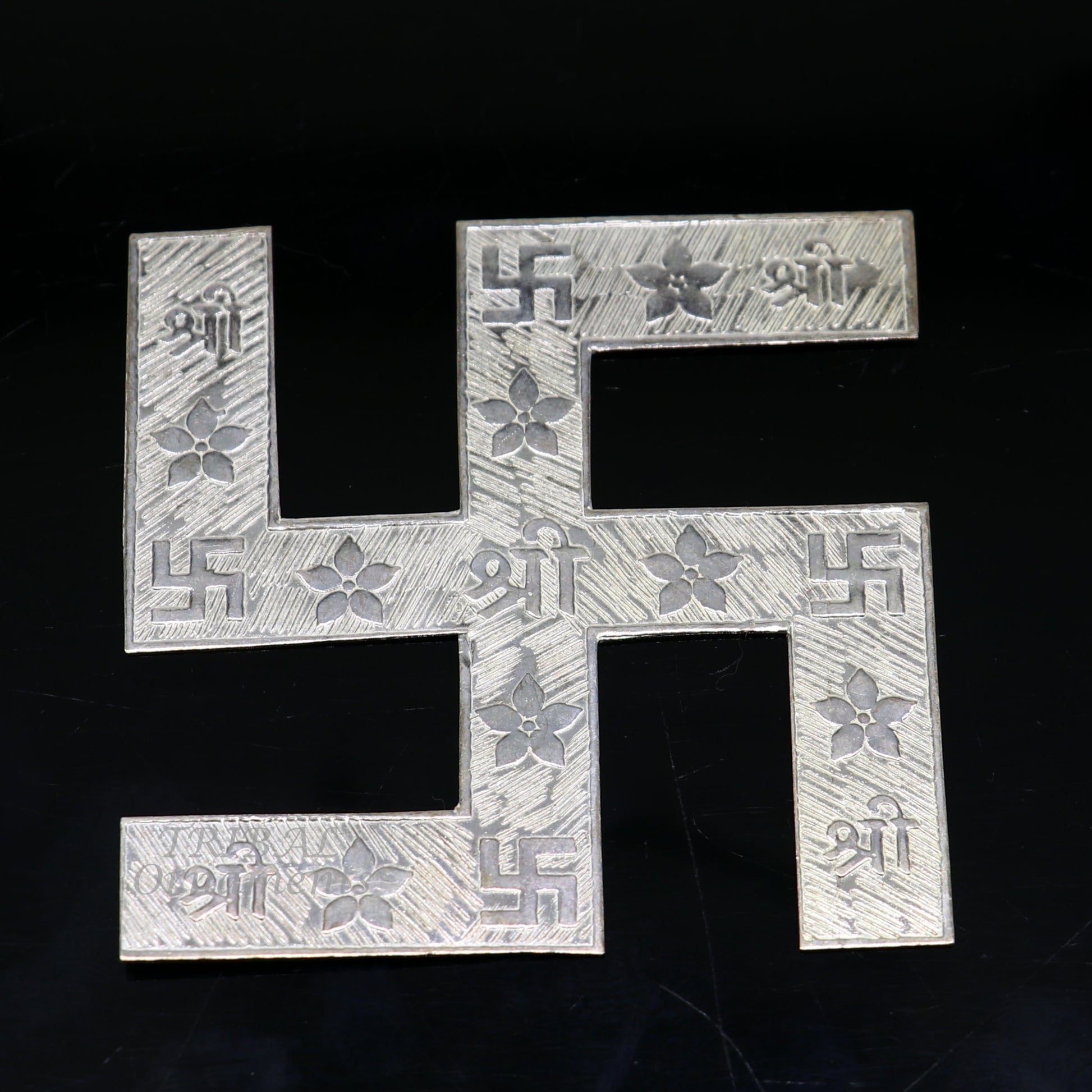 2.5 inches 925 sterling silver handmade swastika amazing divine holy swastik for your home and temple su893 - TRIBAL ORNAMENTS
