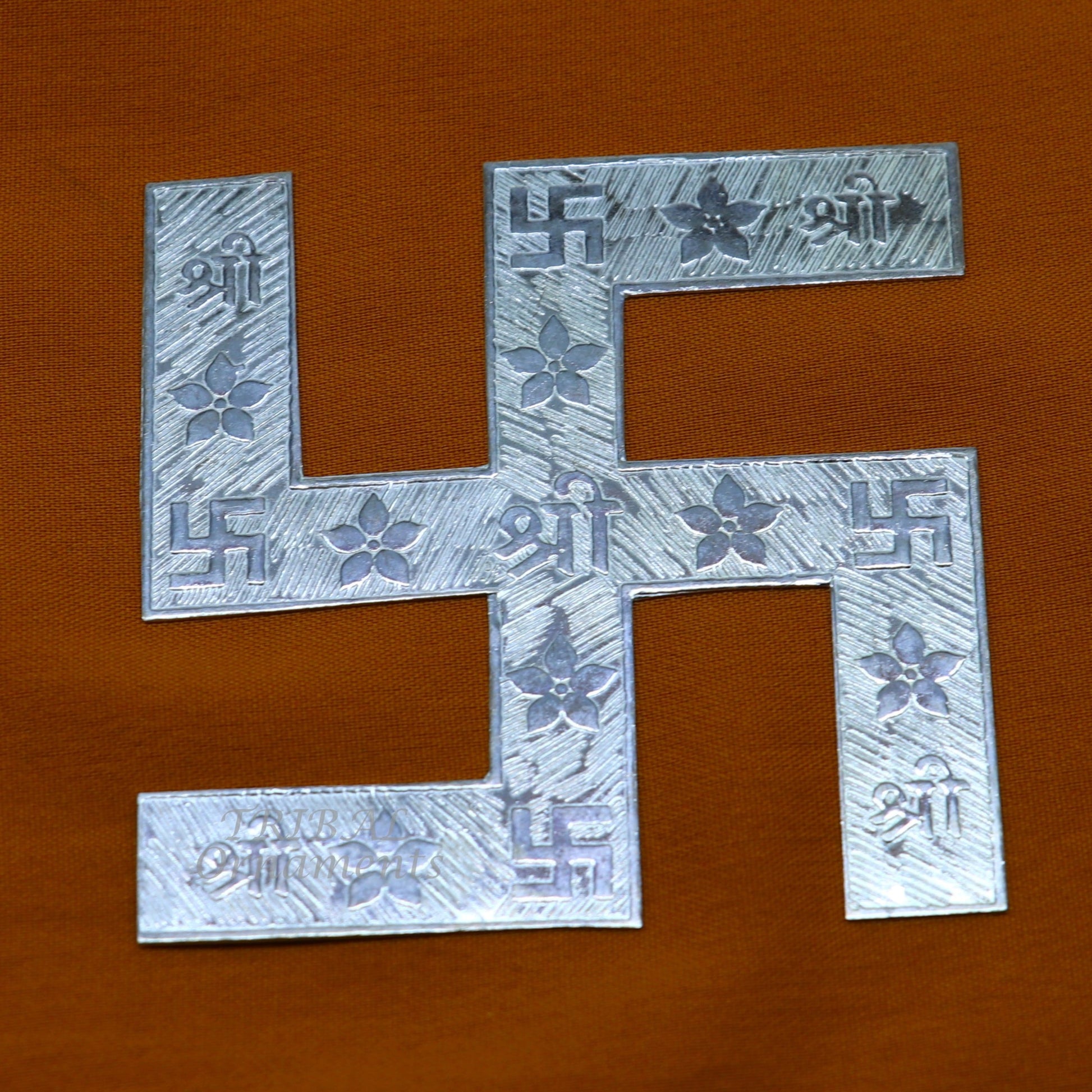 2.5 inches 925 sterling silver handmade swastika amazing divine holy swastik for your home and temple su893 - TRIBAL ORNAMENTS