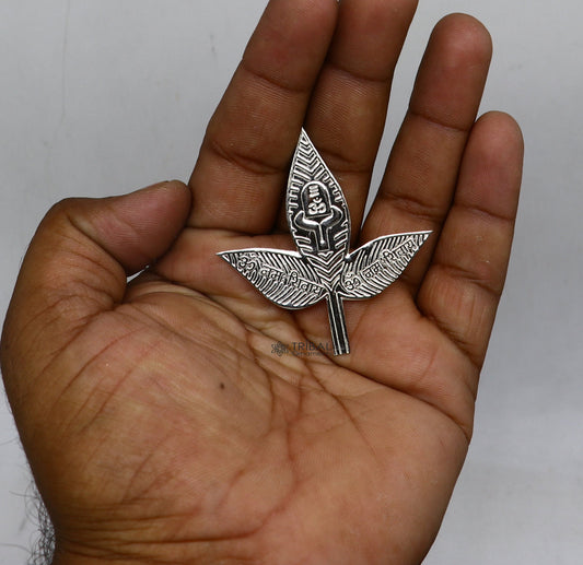 2" Lot Solid real silver handmade solid belva patra, shiva worshipping/ puja article, belpatra or bilva tree leaves su1133 - TRIBAL ORNAMENTS