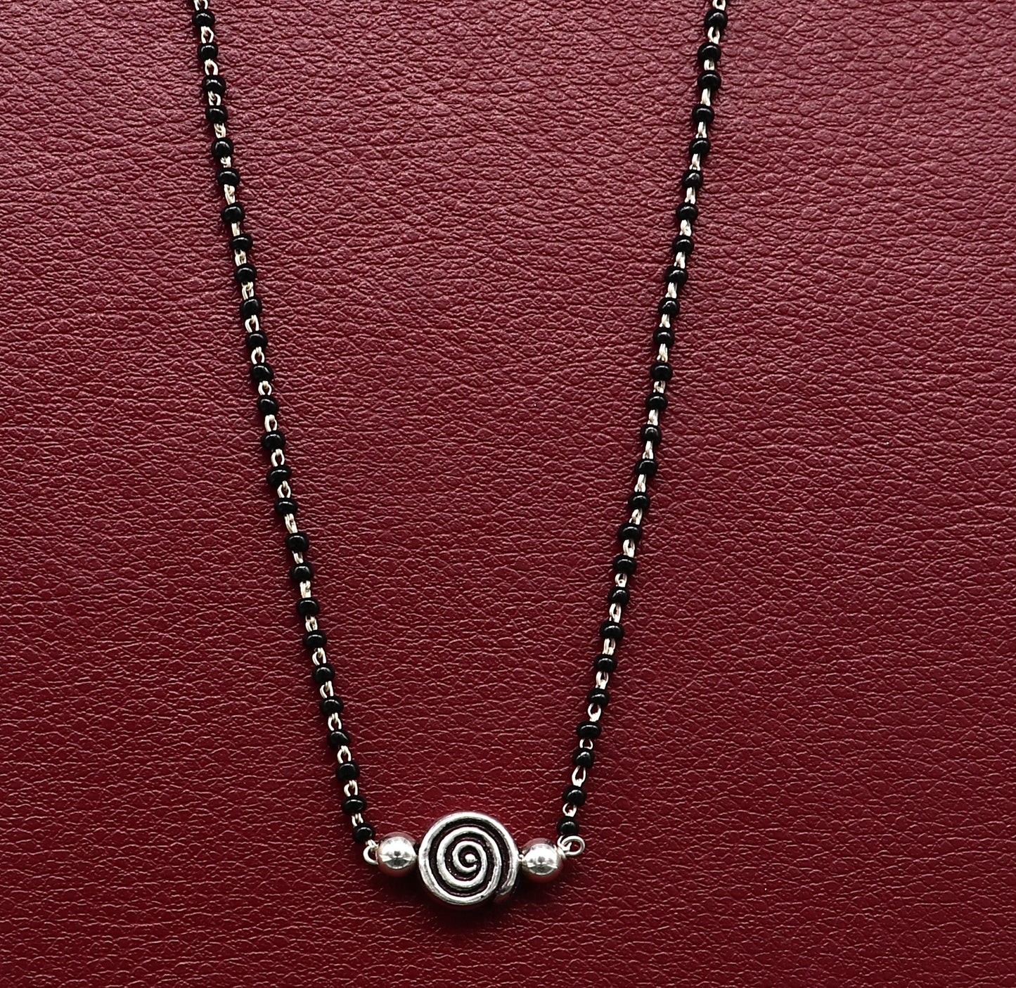 925 sterling silver black beads chain necklace, vintage stylish fancy necklace, traditional style brides Mangalsutra necklace India set217 - TRIBAL ORNAMENTS