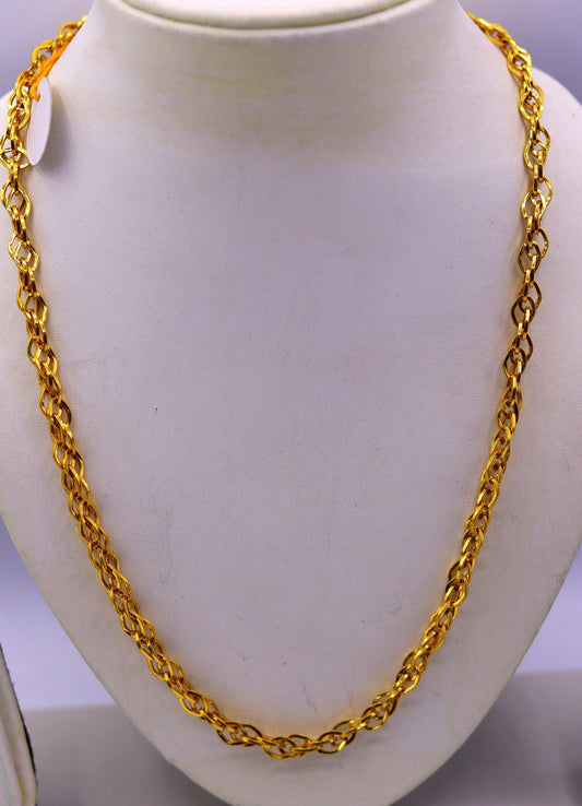 22k 22carat yellow gold handmade excellent 20 inches multi link chain unisex gifting chain necklace - TRIBAL ORNAMENTS
