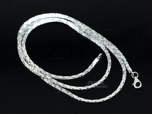 2mm 18" to 22" long chain 925 sterling silver handmade unique style chain, necklace chain, oxidized silver trendy chain ch165 - TRIBAL ORNAMENTS