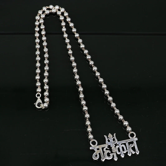 925 sterling silver handmade Lord shiva Mahakal Name pendant, amazing stunning beaded divine necklace, blessing shiva necklace set212 - TRIBAL ORNAMENTS