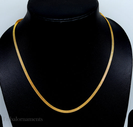 Handmade 22kt yellow gold multi box chain custom work highway chain unisex light weight gift chain necklace royal jewelry from india ch514 - TRIBAL ORNAMENTS