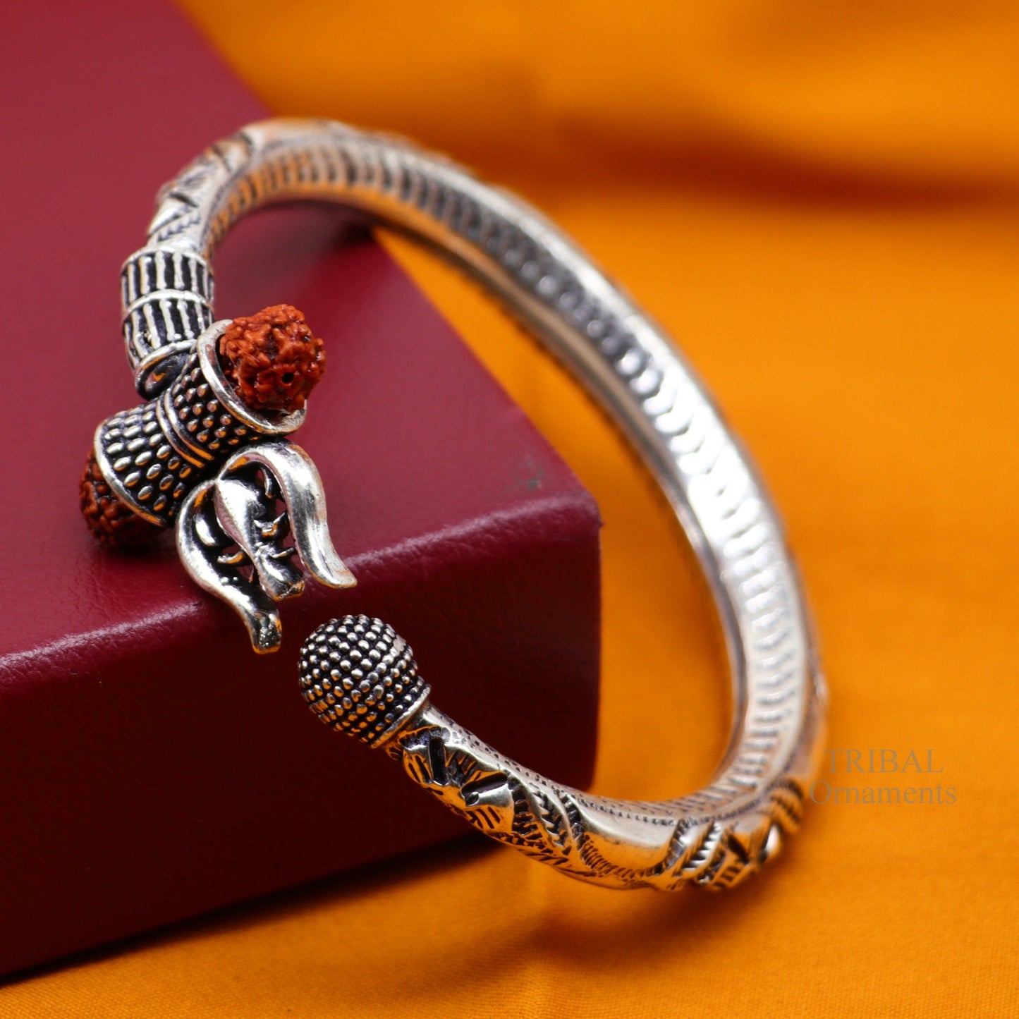 925 sterling silver handmade lord shiva Babubali kada bangle bracelet, best Shiva trident Trishul kada, men's gifting jewelry RNSK471 - TRIBAL ORNAMENTS